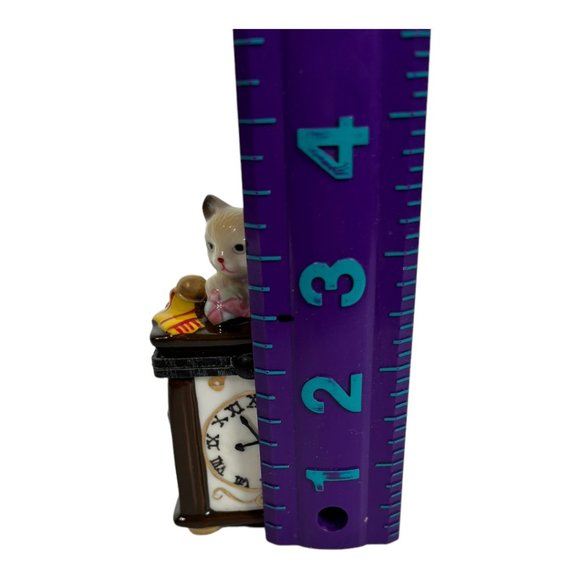 Porcelain Cat Clock Box - Picture 5 of 6